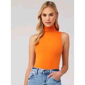 NWT Size Small Turtle Neck Burnt Orange Rib Knit Bodysuit by Show Me Your Mumu